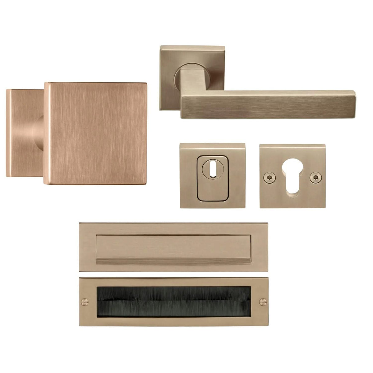 Formani | Complete Voordeurset | knop/kruk | Licht Brons BSQ2 | SKG3 - Deurbeslag-expert