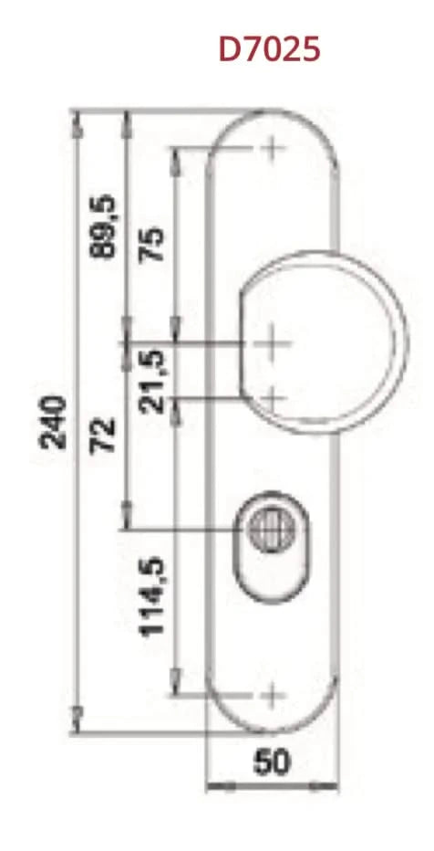 Dieckmann Rombus D7025N voordeurbeslag aluminium F1 maattekening detail