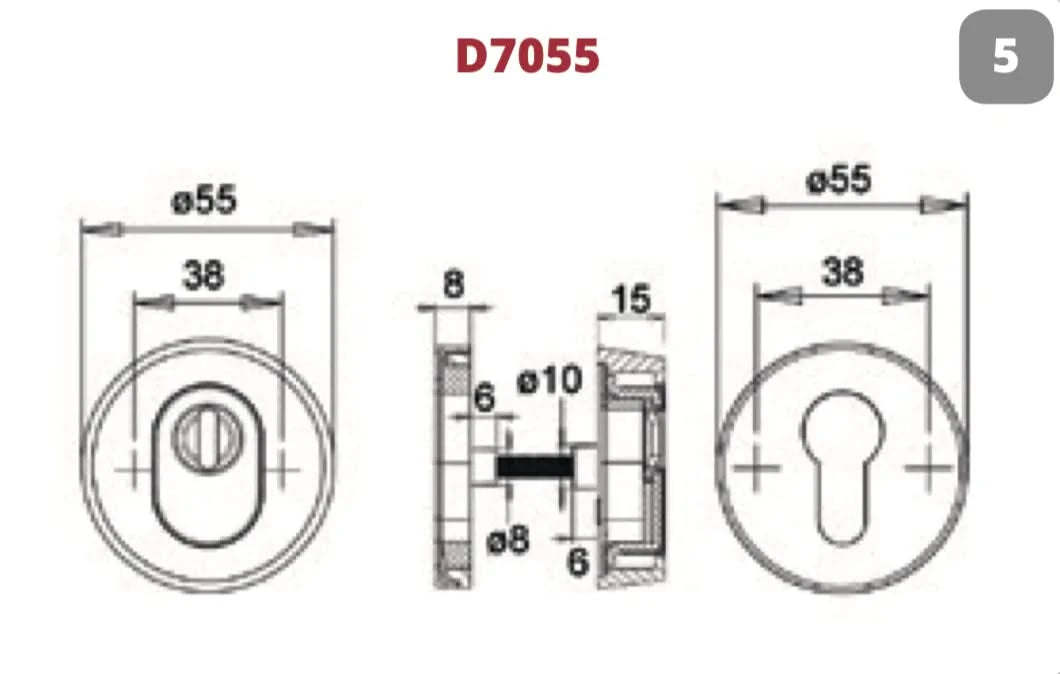 Dieckmann Helmond D7055 veiligheidsrozet maattekening met afmetingen