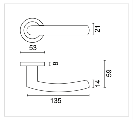HDD Pro Oval C-shape deurkruk mat zwart vooraanzicht