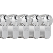DOM Plura profielcilinder nikkel set van 5 – productfoto