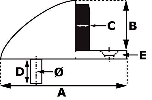 DX Dulimex deurstopper vloermodel Ø45x25 mm RVS, technische maattekening