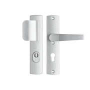AXA Premium veiligheidsbeslag D-duwer kruk Arrow PC72 aluminium zilver vooraanzicht