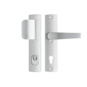 AXA Premium veiligheidsbeslag D-duwer kruk Arrow PC92 aluminium zilver vooraanzicht