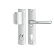 AXA Premium veiligheidsbeslag D-duwer kruk Flow PC92 aluminium zilver vooraanzicht