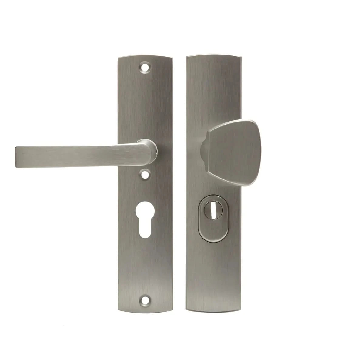AXA Curve Plus S veiligheidsbeslag knop+kruk (omkeerbaar) PC72 aluminium zilver – vooraanzicht