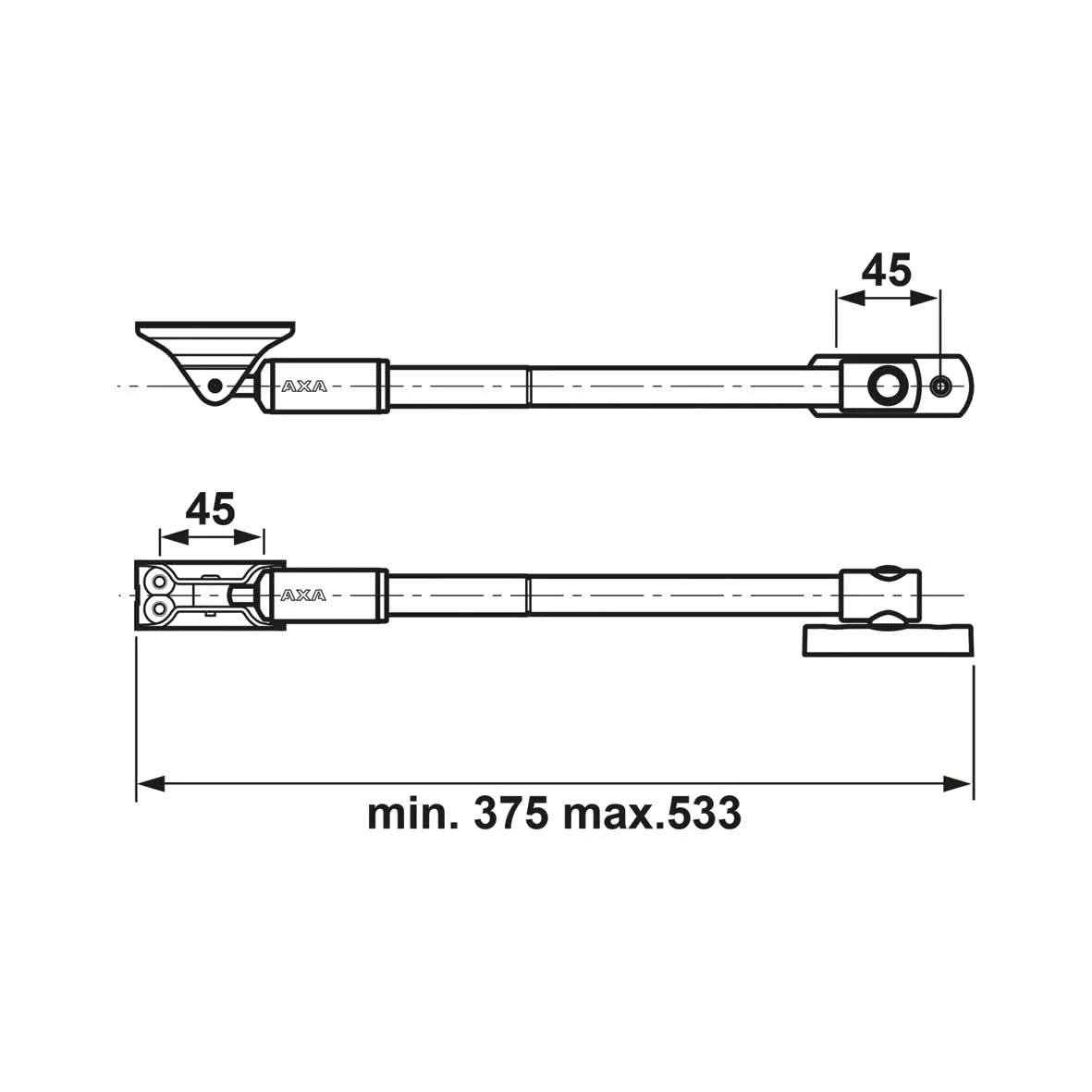 AXA Tele-uitzetter 35cm buitendraaiend wit detail