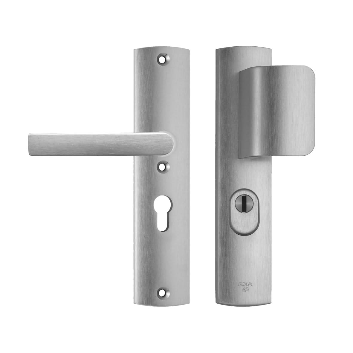 AXA Veiligheidsbeslag Curve Plus D-duwer PC55 aluminium zilver vooraanzicht