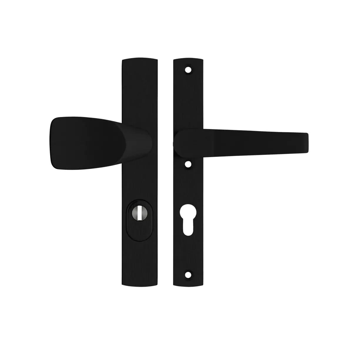 AXA Veiligheidsbeslag Premium smal Wing-knop+kruk Arrow PC72 aluminium vooraanzicht