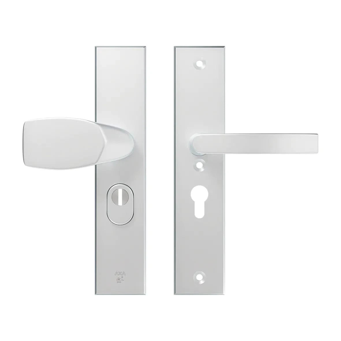 AXA Edge Plus veiligheidsbeslag kruk Wing+blok PC55 aluminium naturel – vooraanzicht