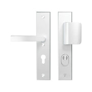 AXA Edge Plus veiligheidsbeslag D-duwer + kruk PC72 Aluminium F1 (geanodiseerd zilver) - vooraanzicht