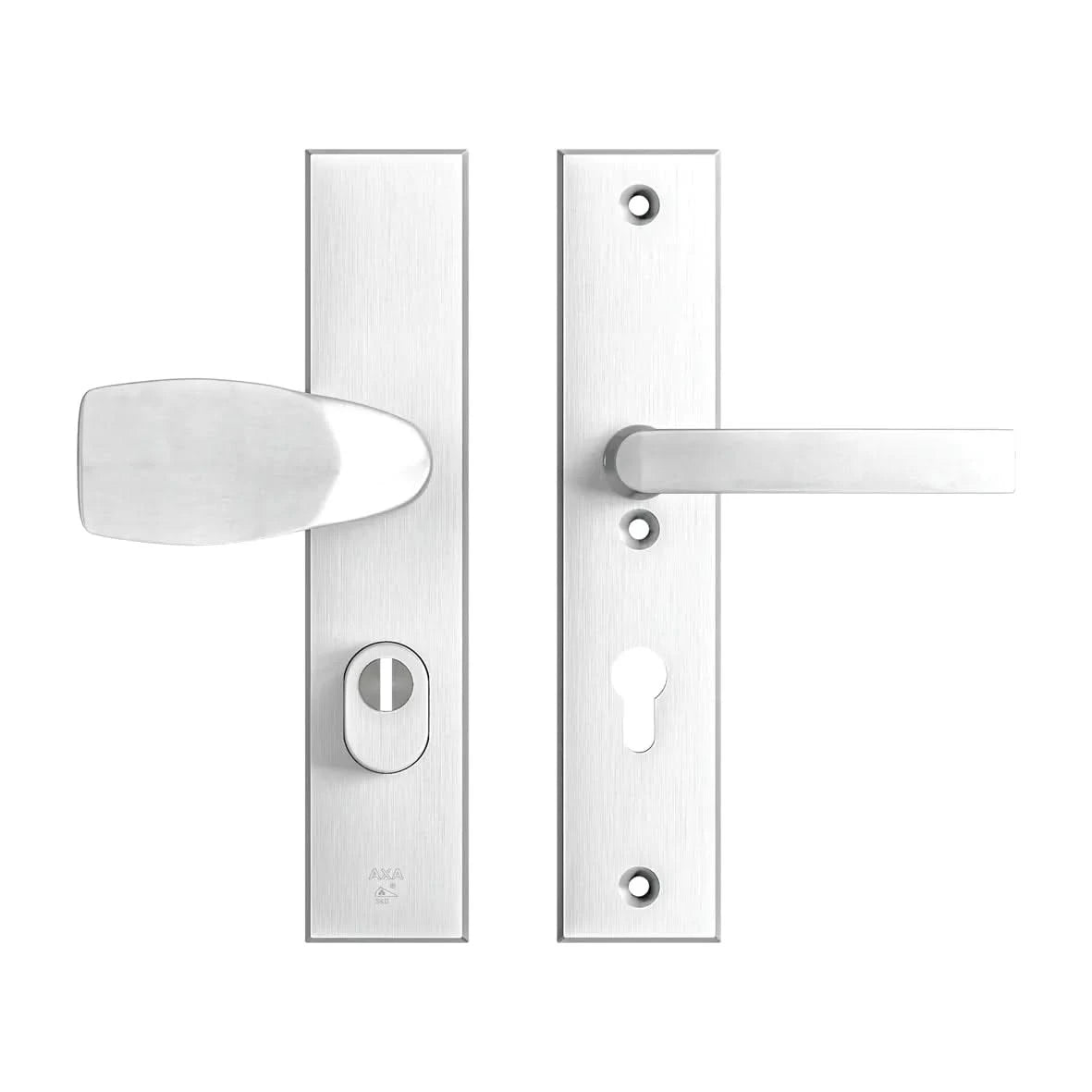 AXA Edge Plus veiligheidsbeslag kruk Wing+blok PC72 aluminium naturel – vooraanzicht