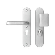 AXA Oval Plus veiligheidsbeslag D-duwer en kruk PC55 aluminium F1 vooraanzicht