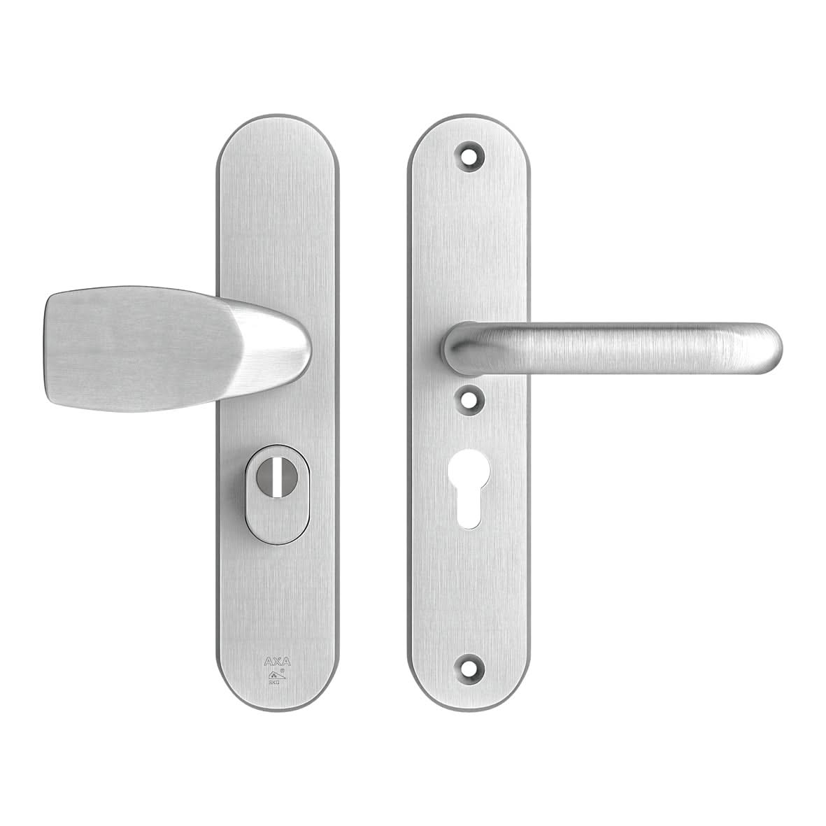 AXA Oval Plus veiligheidsbeslag Wing+U PC55 aluminium naturel vooraanzicht