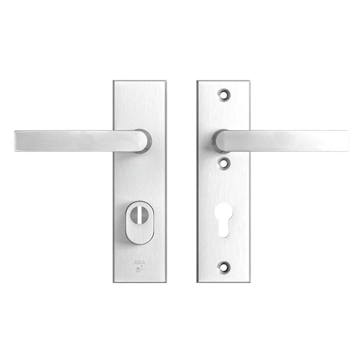 AXA Edge Plus veiligheidsbeslag kort kruk/blok PC72 aluminium naturel – vooraanzicht