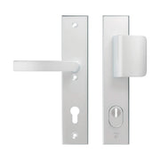 AXA Edge Plus veiligheidsbeslag D-duwer + kruk PC92 Aluminium F1 (geanodiseerd zilver) - vooraanzicht