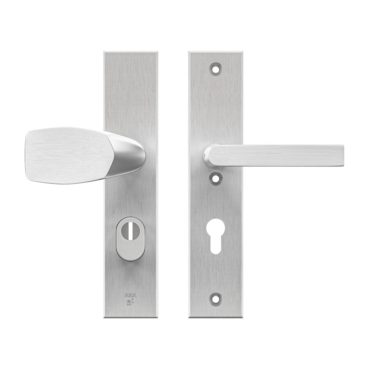 AXA Edge Plus veiligheidsbeslag Wing knop + kruk PC72 Aluminium F1 geslepen (zilver) - vooraanzicht
