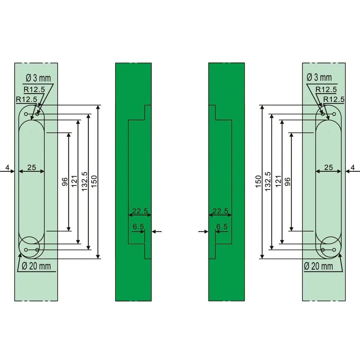 AXA verdekt scharnier 1910-3D 150 x 25 mm zwart – detailopname