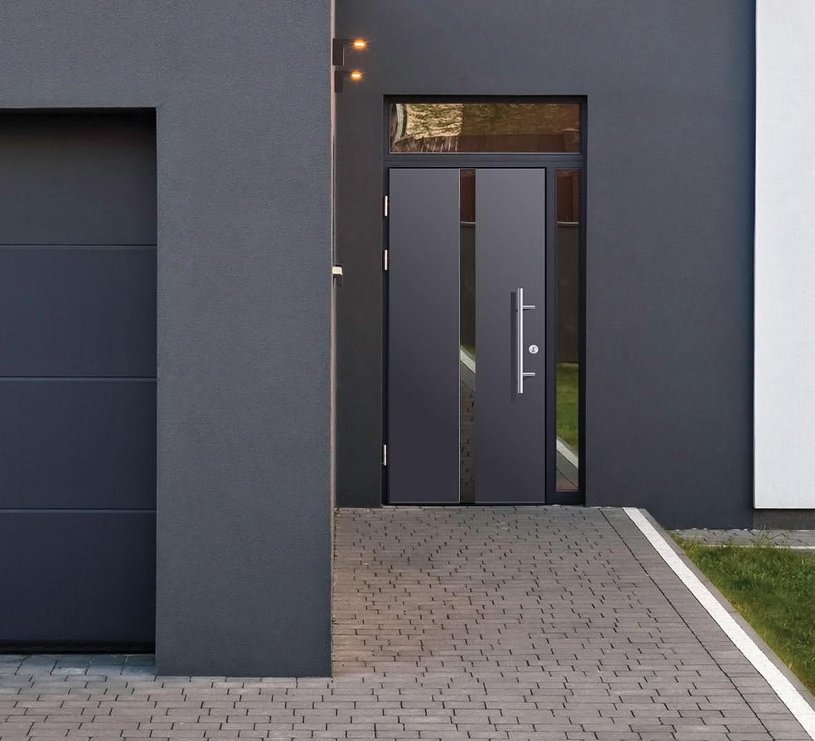 AXA Deurgreep Montreal schuin 900 mm aluminium naturel – detailopname
