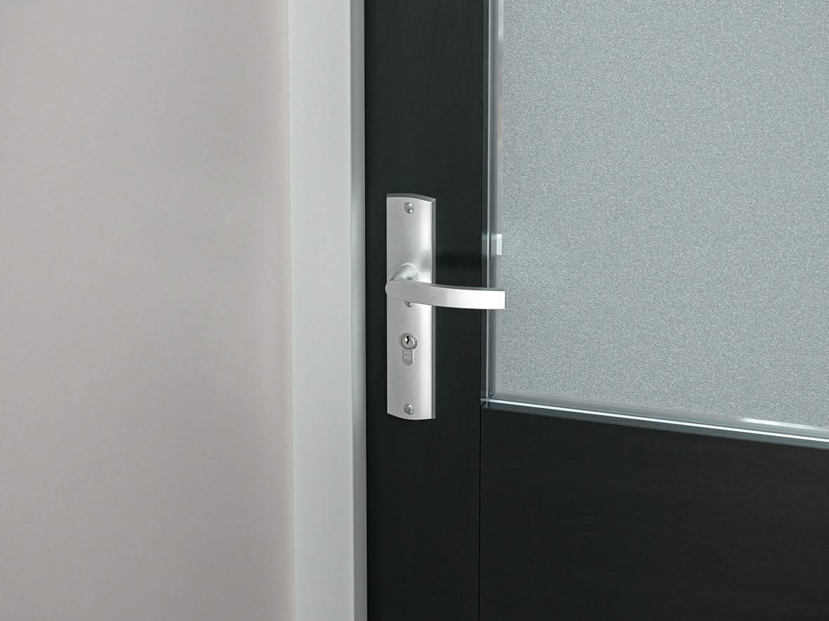 AXA Curve Plus veiligheidsbeslag kruk PC55 aluminium naturel – detailfoto