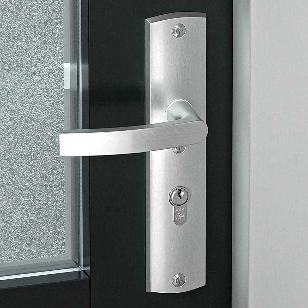 AXA Curve Plus veiligheidsbeslag kruk PC55 aluminium naturel – binnen- en buitenzijde