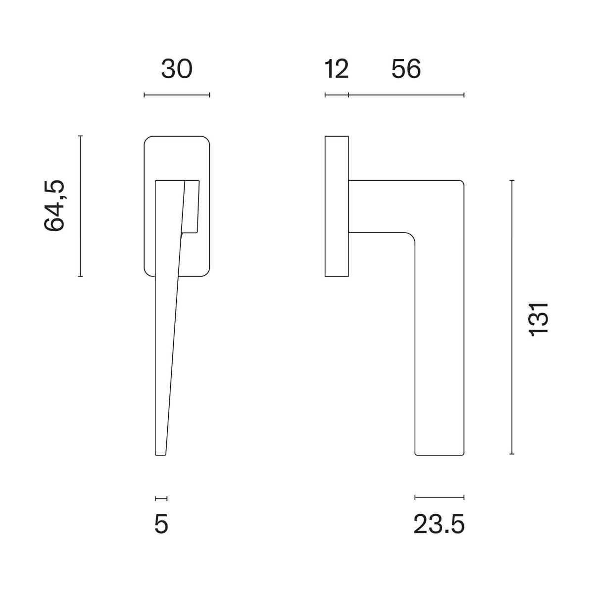 STILE raamkruk Eda Q technische maattekening met afmetingen