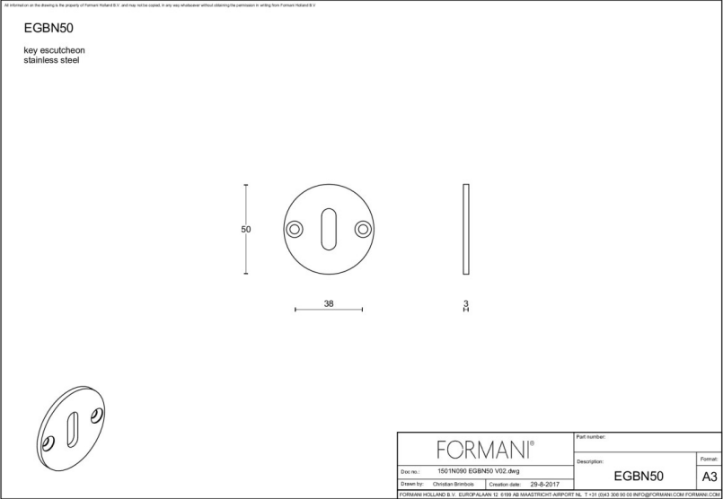 Formani sleutelplaatje EGBN50 mat zwart detail