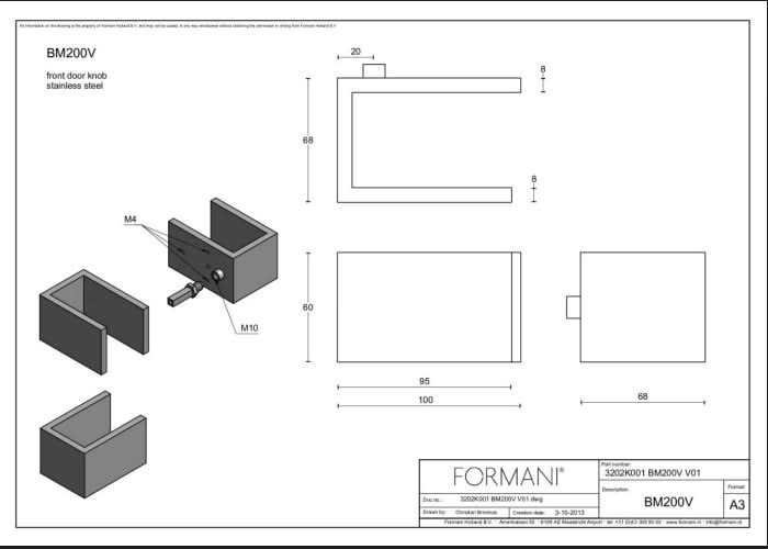 Formani voordeurknop BM200V vast op rozet in mat zwart – detail