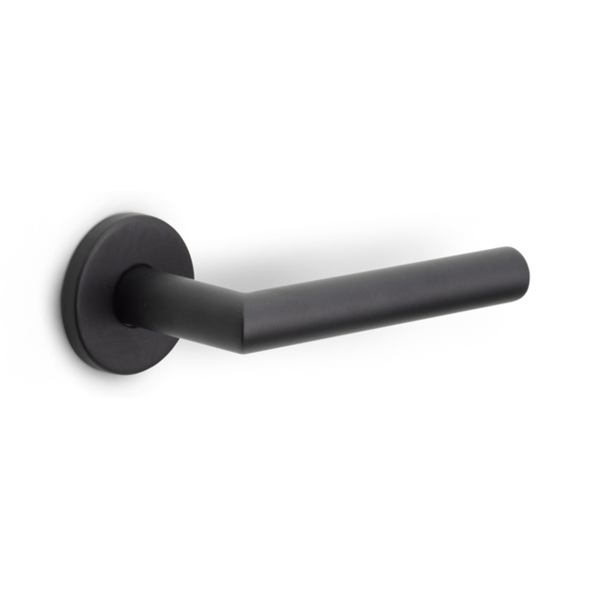 Formani BASIC LB2-19 deurkruk ronde rozet zwart mat - vooraanzicht