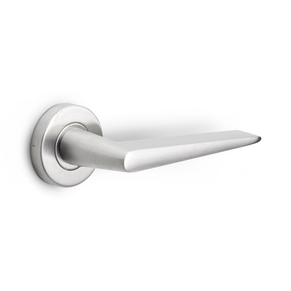 Formani BASICS LB21H deurkruk RVS mat op ronde rozet - vooraanzicht