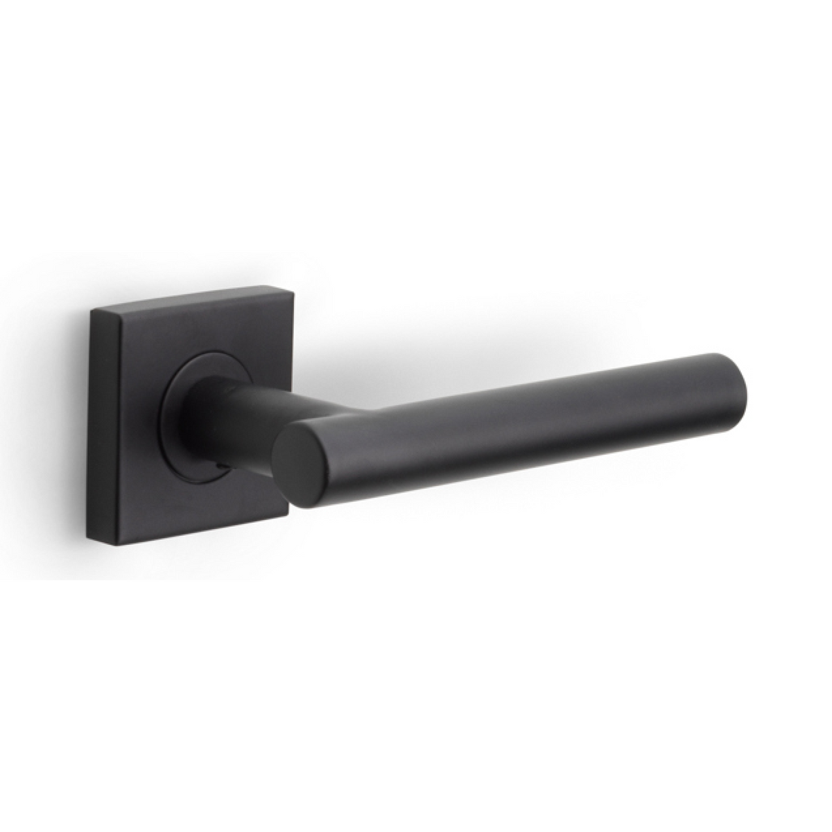 FORMANI deurkruk BASIC LB7-19BSQR53 op vierkant rozet in mat zwart – vooraanzicht