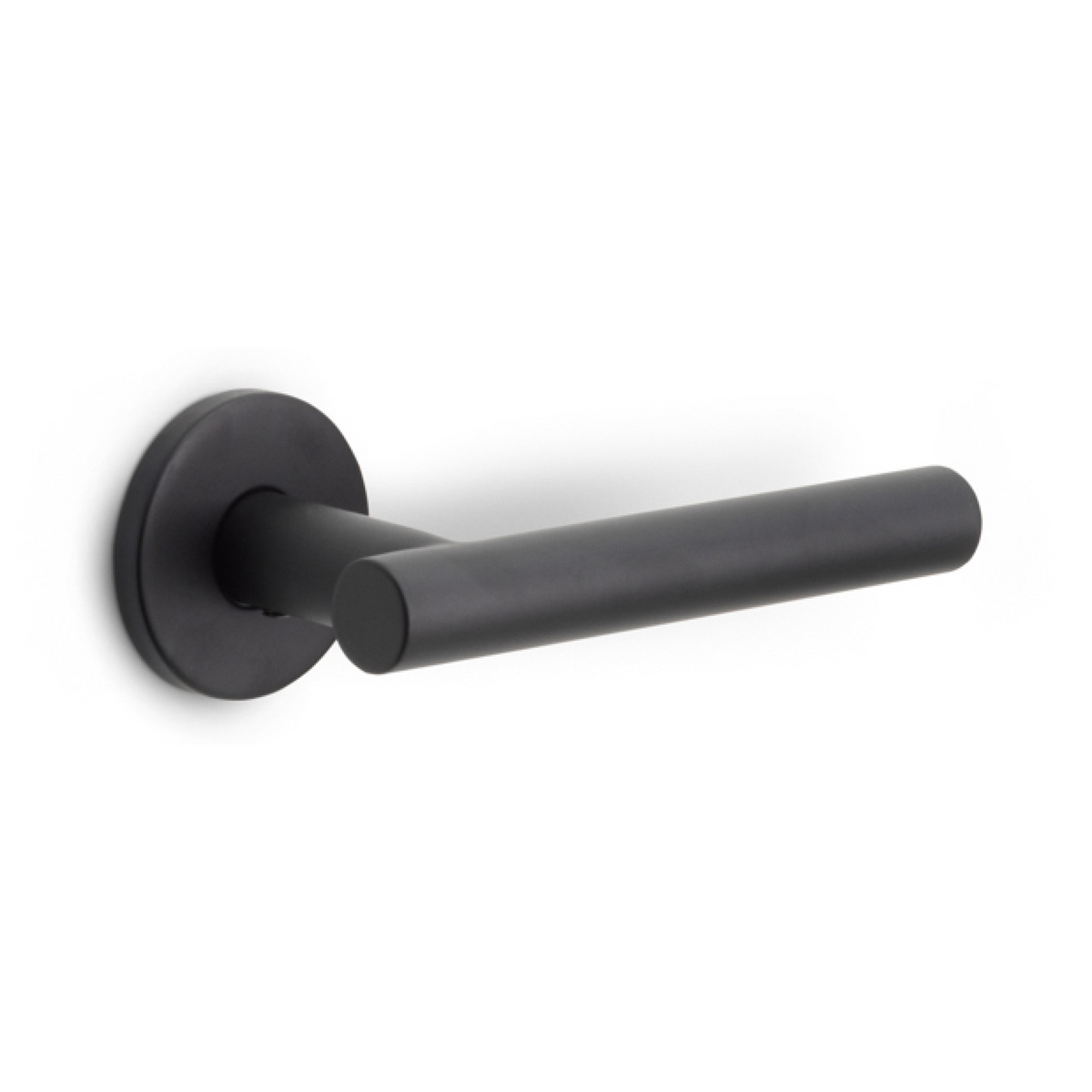 Formani BASIC LB7-19 deurkruk op ronde rozet zwart mat - vooraanzicht
