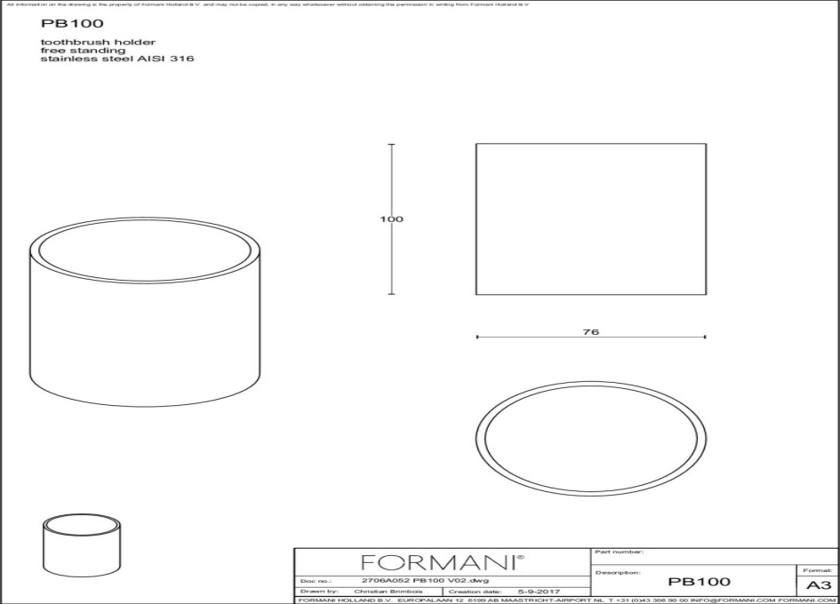 FORMANI ONE PB100 tandenborstelhouder mat zwart – detail