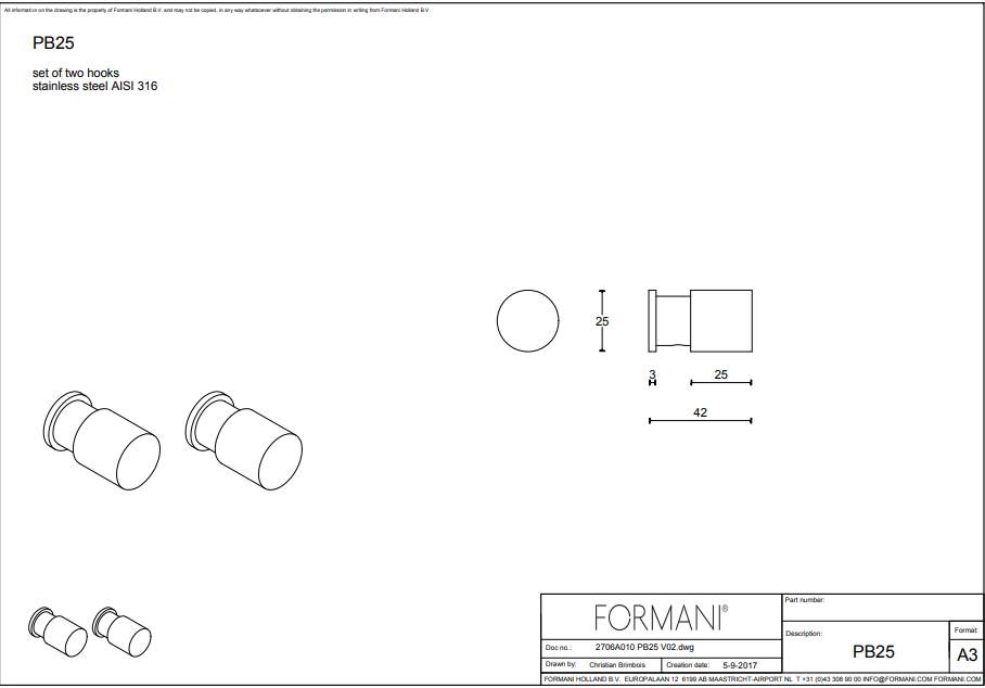 FORMANI ONE PB25 handdoekhaken mat zwart – detail