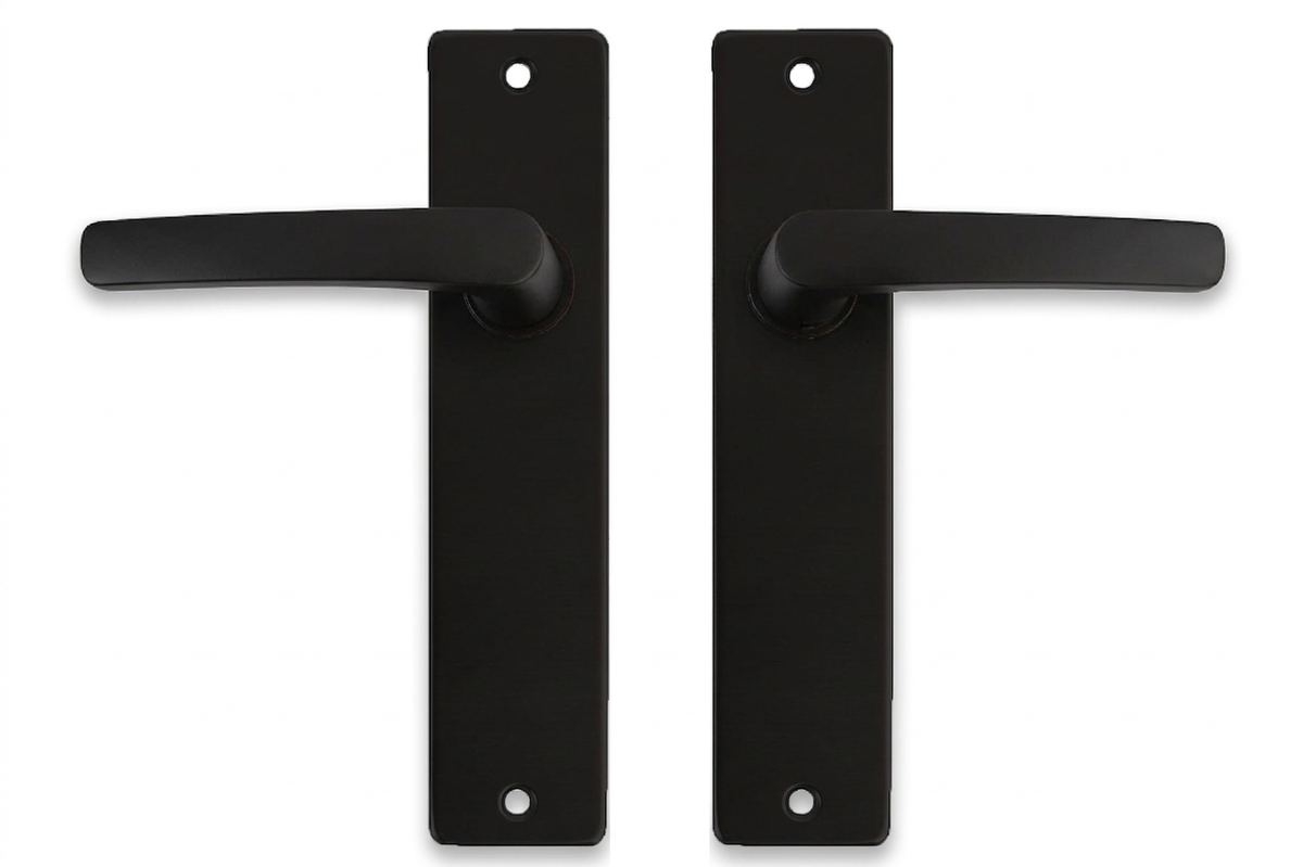 AMI deurkruk Type 332 mat zwart op blind kortschild – vooraanzicht