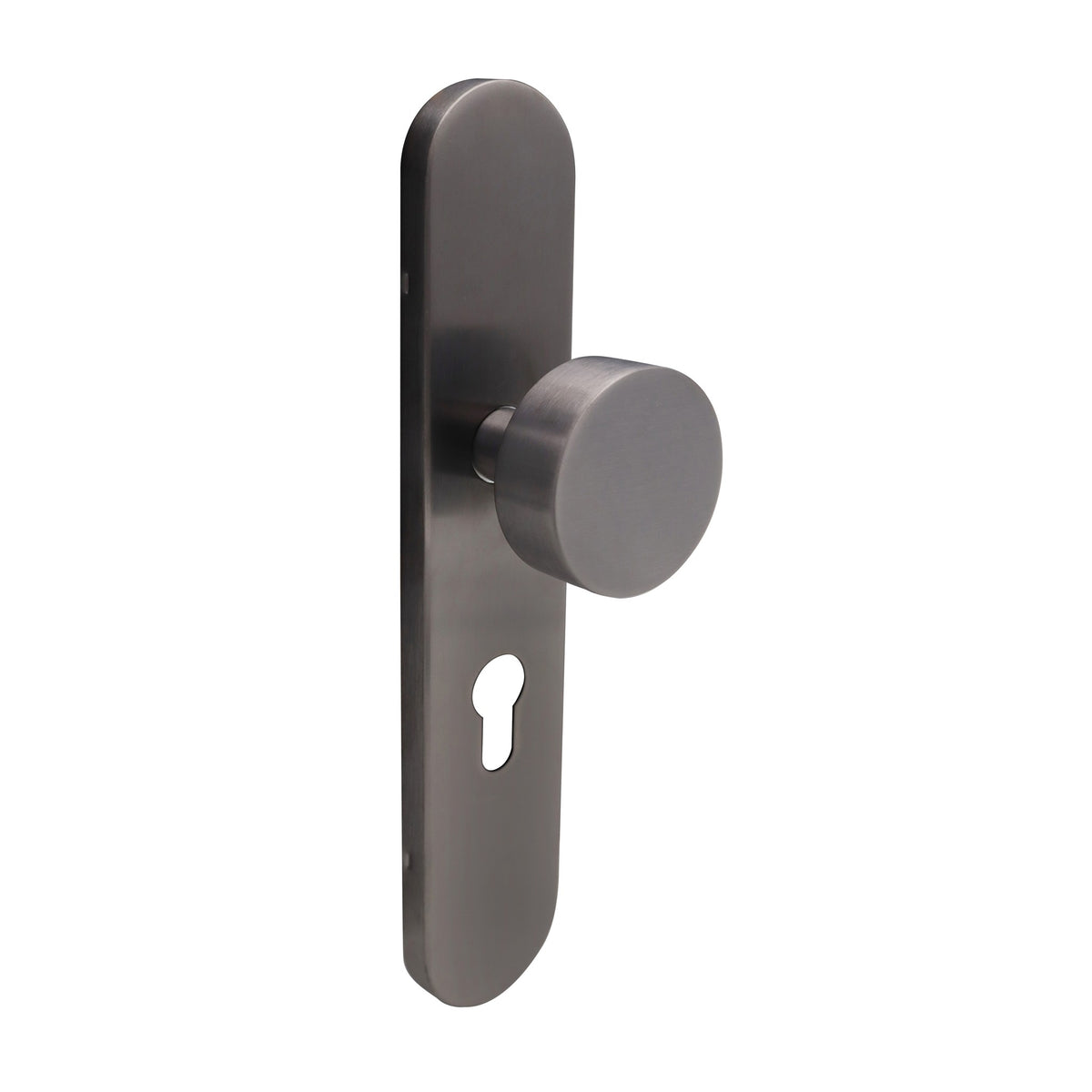 Griff Meister deurknop Gunmetal op ovaal schild PC55