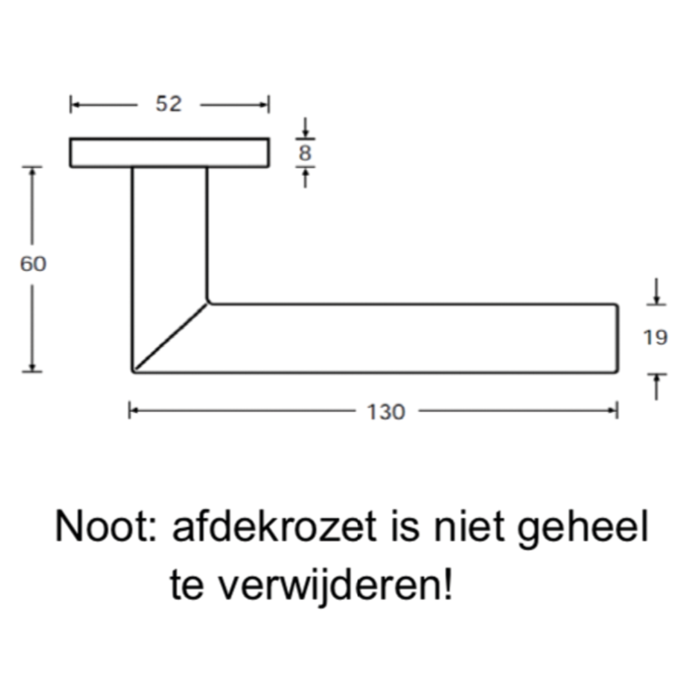 Hafi Private Line deurkruk model 203 vierkant RVS geborsteld – technische maattekening