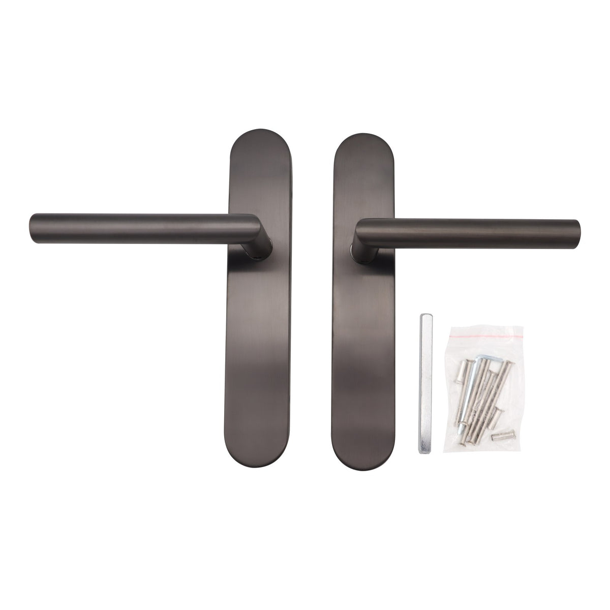 Griff Meister deurkruk Cornisa Gunmetal op ovaal schild Blind