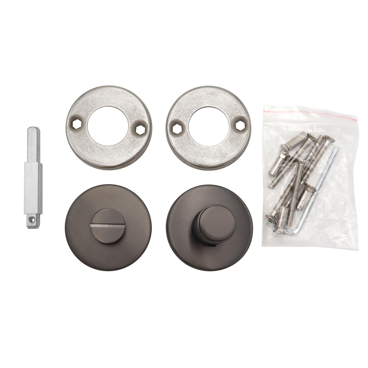 Griff Meister Toiletsluiting Knurl 53mm 6mm Dik Gunmetal PVD – detailweergave