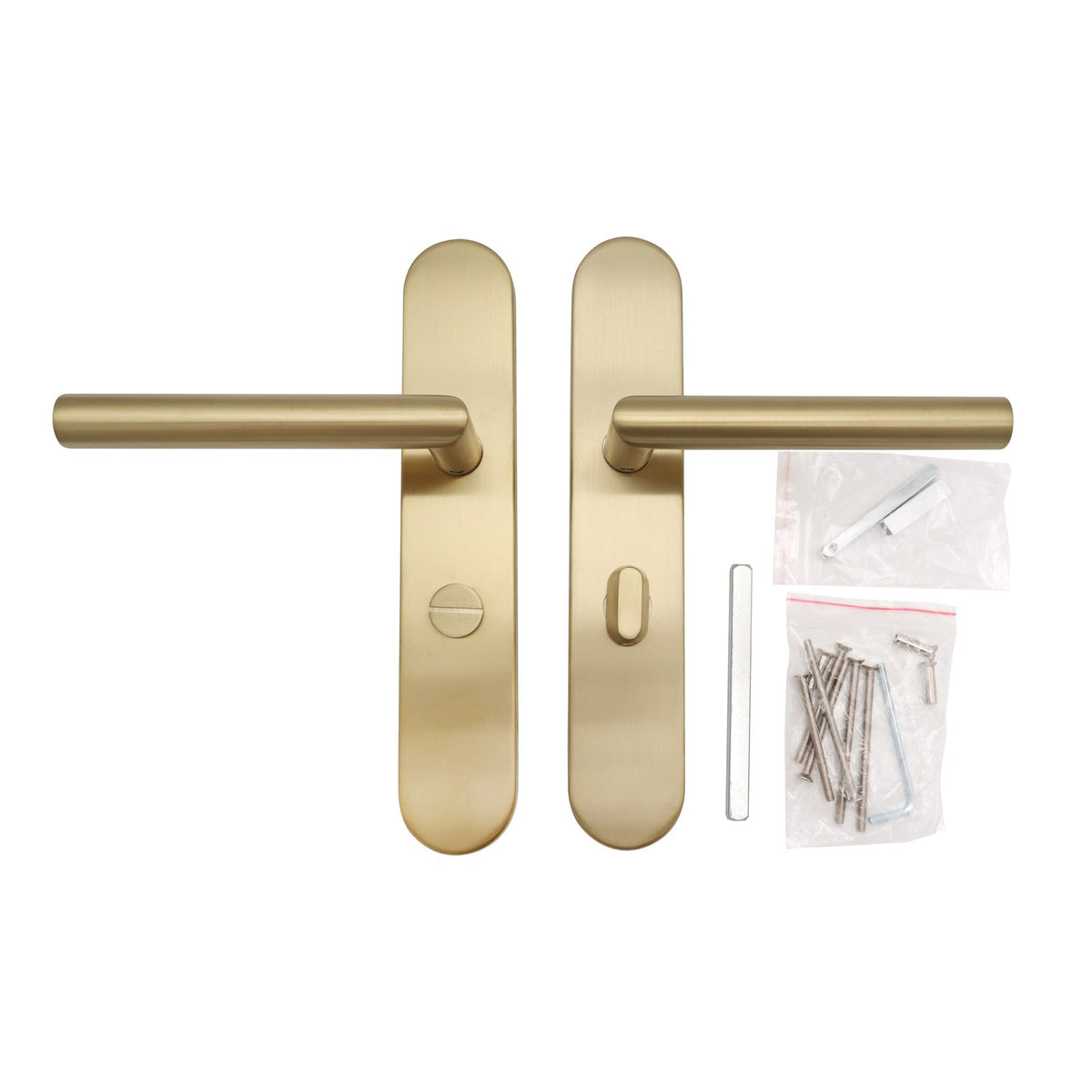 Griff Meister deurkruk Cornisa Champagne PVD op ovaal schild WC63/8 toilet