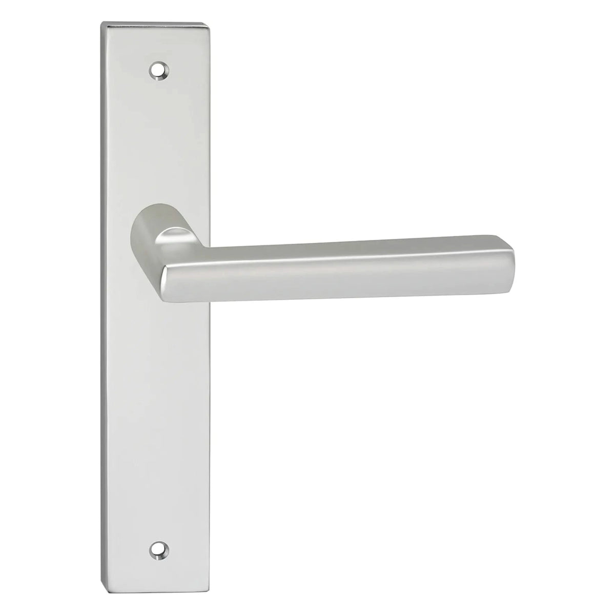 Impresso Leeds deurkruk aluminium op rechthoekig blind schild - vooraanzicht