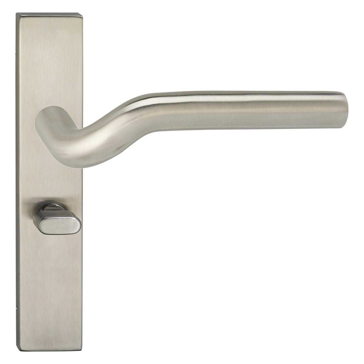 Impresso Newport deurkruk RVS geborsteld op rechthoekig schild - zijaanzicht