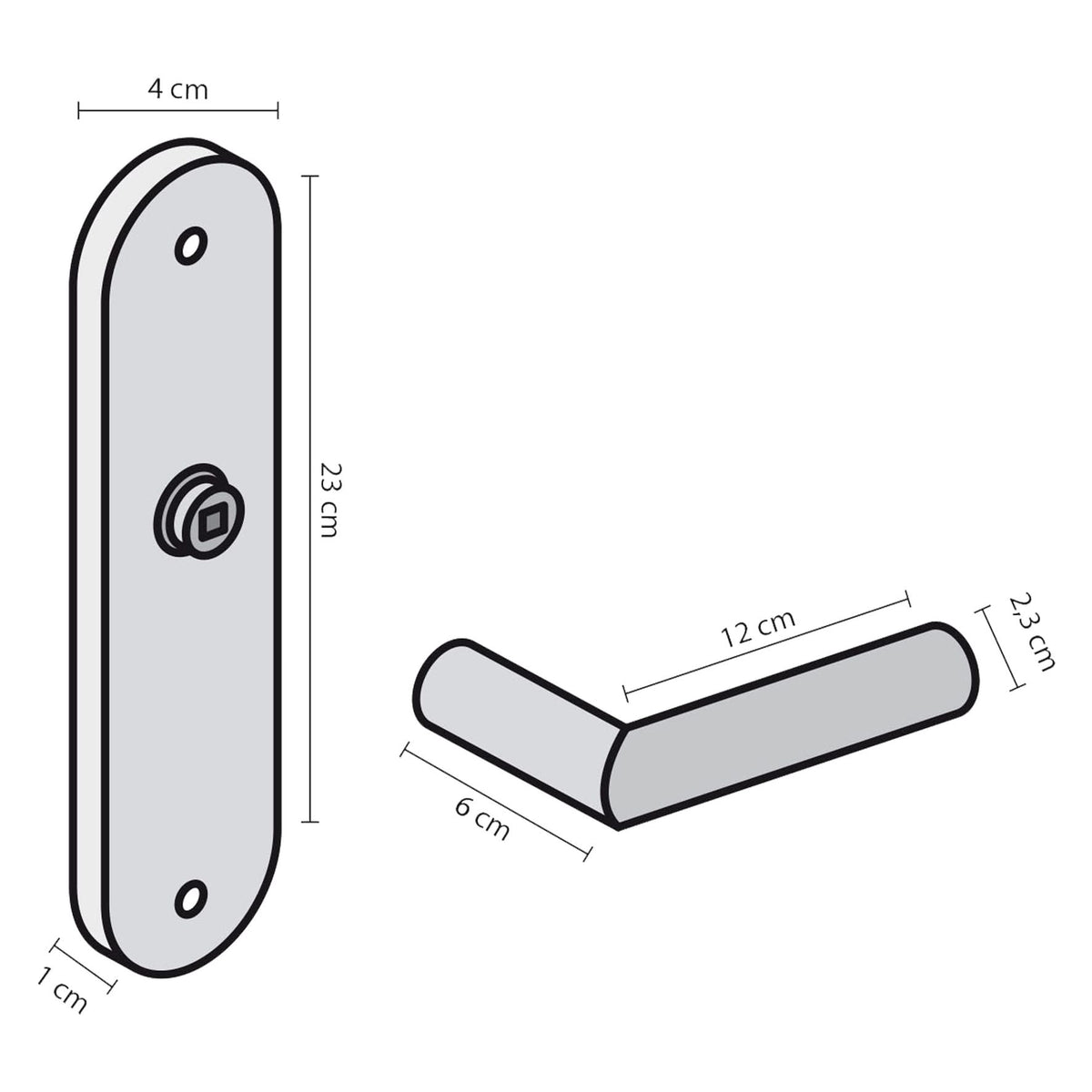Impresso Windsor Aluminium op ovaal schild met schroeven – detailweergave
