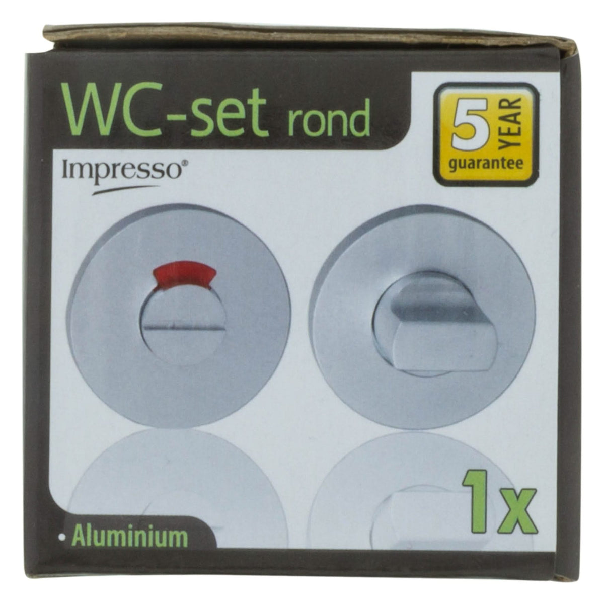 Impresso rond rozet badkamer- en toiletsluiting aluminium F1 – close-up