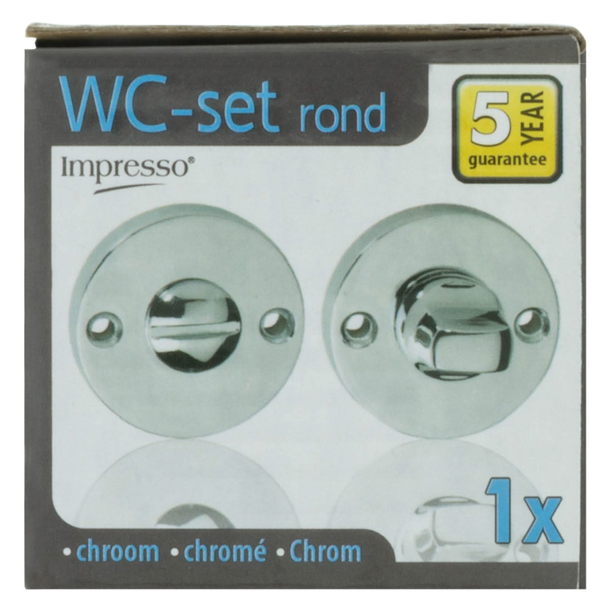 Impresso rond rozet badkamer-/toiletsluiting chroom – detailopname