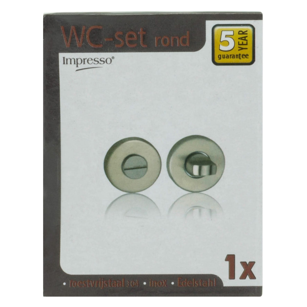 Impresso rond rozet RVS geborsteld set
