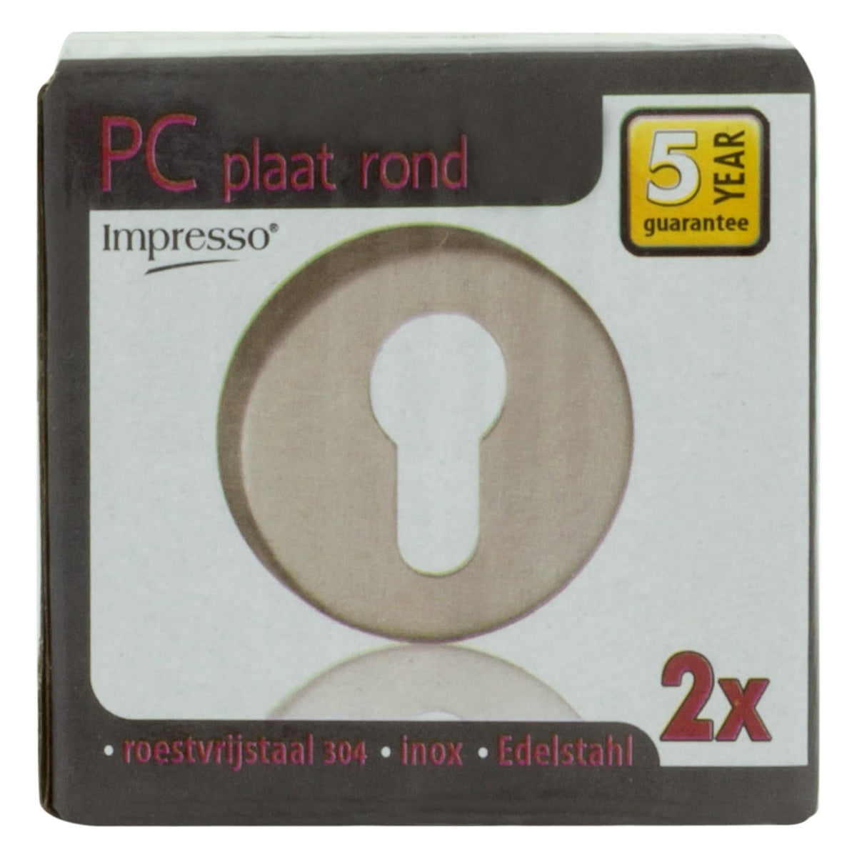 Impresso rond rozet Profielcilinder RVS geborsteld 11