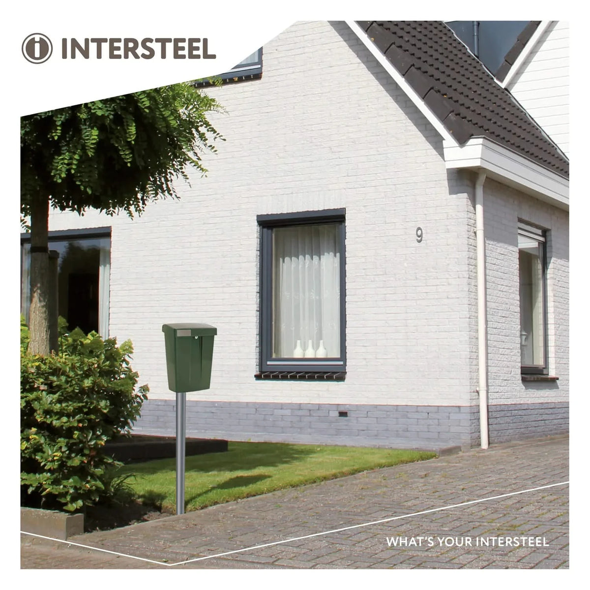 Intersteel brievenbus groen – detail van het deksel