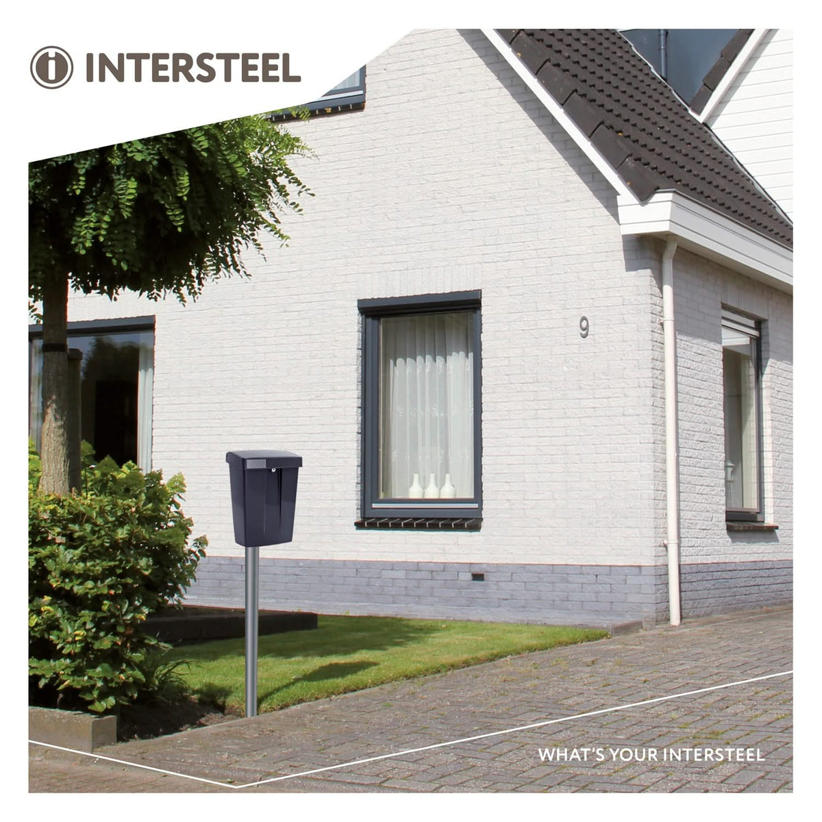 Intersteel brievenbus mat zwart – detail van het deksel