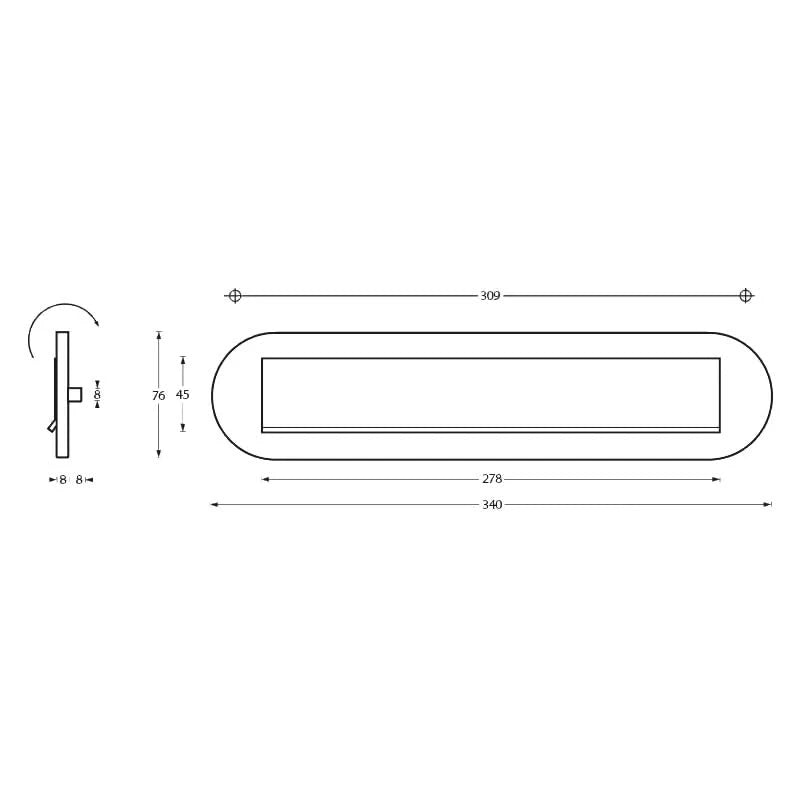 Intersteel Brievenbus ovaal met klep en regenrand 340x76 mm rvs geborsteld detail